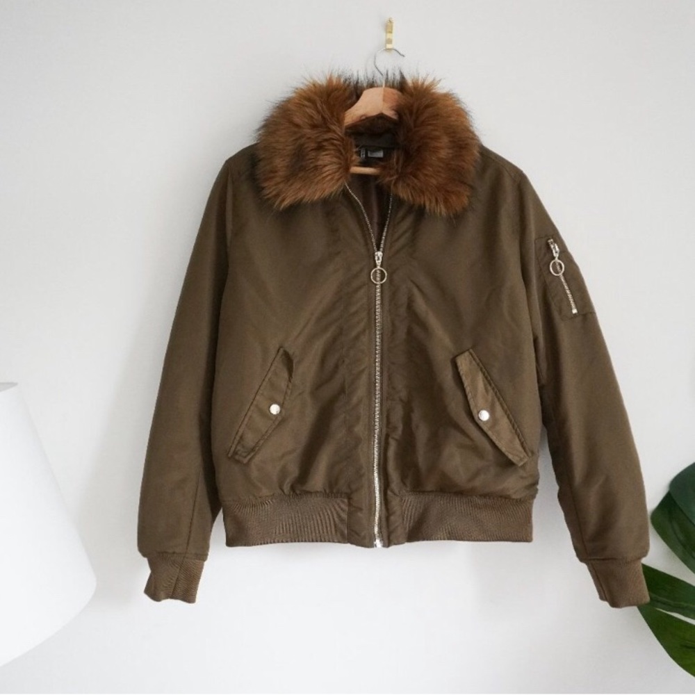 H&M Bomber Jacket with faux fur trim